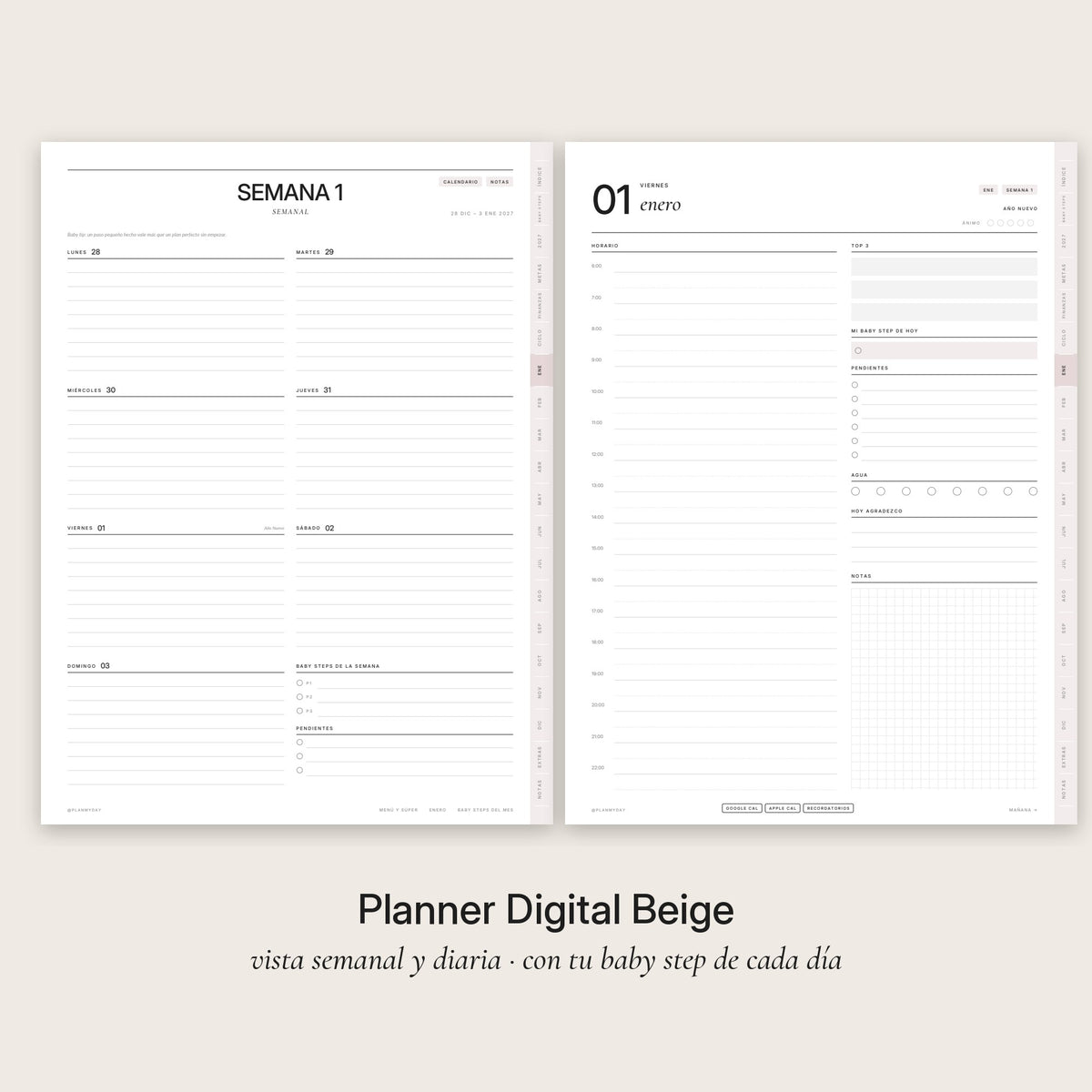 Planner Digital Beige · Baby Steps