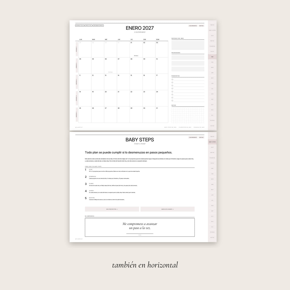Planner Digital Beige · Baby Steps