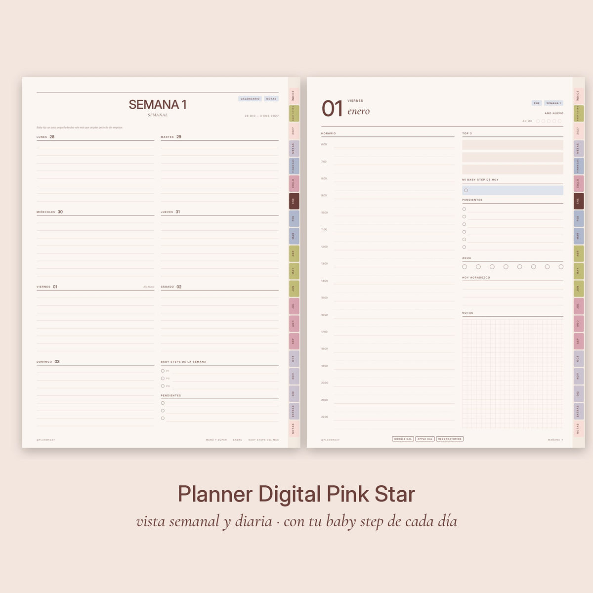 Planner Digital Pink Star · Baby Steps